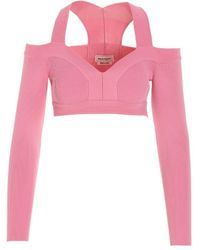 McQueen - Cut-Out Detailed Cropped Top - Lyst