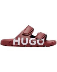 BOSS - Double Buckle Logo Slippers - Lyst
