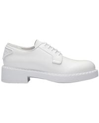 Prada - Brushed-Leather Derby Shoes - Lyst