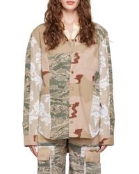 Marine Serre - Camouflage-Print Panelled Overshirt - Lyst