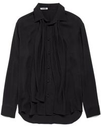 Balenciaga - Tie-Neck Long-Sleeve Top - Lyst
