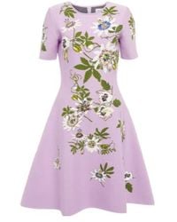Oscar de la Renta - Floral Jacquard Knit Minidress - Lyst