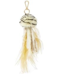Fendi - Leather, Feather And Mink Charm - Lyst
