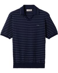 Miu Miu - Cotton Stripe Polo Sweater - Lyst