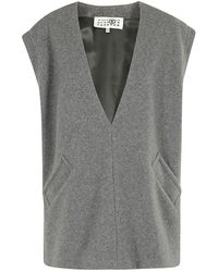 MM6 by Maison Margiela - V-Neck Felted Vest - Lyst