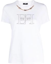 Elisabetta Franchi - Logo Detailed Crewneck T-Shirt - Lyst