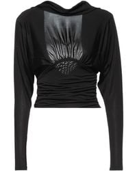 Saint Laurent - Solid Color Long Sleeve Cropped Top - Lyst