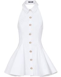 Balmain - A-Line Backless Poplin Dress - Lyst