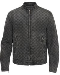 Gucci - Gg Cotton Denim Jacquard Zip Jacket - Lyst
