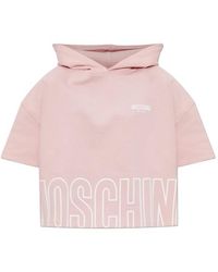 Moschino - Logo Cropped Short-Sleeve Hoodie - Lyst