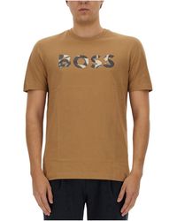 BOSS - Boss Logo Printed Crewneck T-Shirt - Lyst