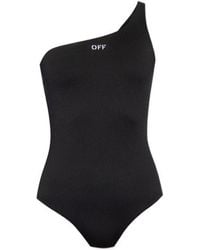 Off-White c/o Virgil Abloh - Logo Printed High-Cut Swimsuit - Lyst