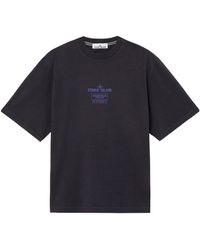 Stone Island - 2100037 Combed Cotton Logo-Plaque T-Shirt - Lyst