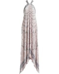 Alberta Ferretti - Printed Long Gown With Open Back - Lyst