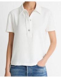 Vince - Crepe Button Polo Top - Lyst