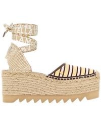 Stella McCartney - Gaia 80 Stripe Wedge Sandals - Lyst