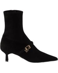 Prada - Suede Stretch Heeled Boots 55 - Lyst