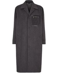 Fendi - Ff Motif Felted Coat - Lyst