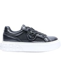 Pinko - Yoko Appliqué Platform Lace-Up Sneakers - Lyst