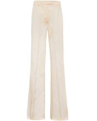 Prada - High-Waist Tonal Stitch Flared Trousers - Lyst