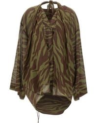 The Attico - The V-Neck Printed Mini Dress - Lyst