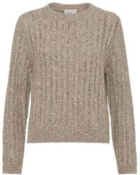 Brunello Cucinelli - Wool-Cashmere-Blend Dazzling Rib Sweater - Lyst