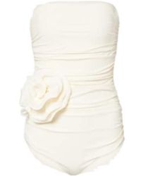 Magda Butrym - Floral-Applique Ruched Swimsuit - Lyst
