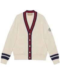 Gucci - V-Neck Cable-Knit Cardigan - Lyst