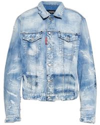 DSquared² - Vintage Effect Distressed Denim Jacket - Lyst