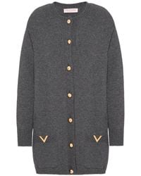 Valentino - Logo Plaque Buttoned Long-Sleeved Cardigan - Lyst
