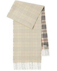 Burberry - Checked Reversible Fringed-Edge Scarf - Lyst
