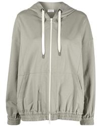 Brunello Cucinelli - Jersey-Knit Drawstring Zipped Hoodie - Lyst