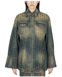 Blumarine - Studded Distressed Denim Jacket - Lyst