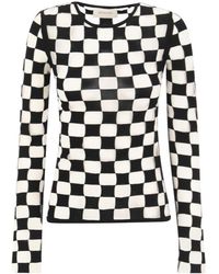 Sportmax - Checkerboard Effect Crewneck Knitted Jumper - Lyst