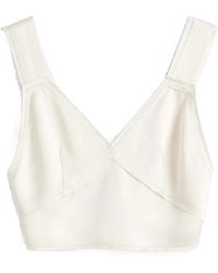 TOTEME - Totême V-Neck Cropped Satin Top - Lyst