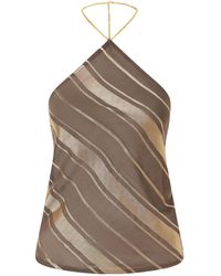 Stella McCartney - Striped Open-Back Satin Tank - Lyst