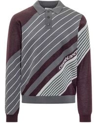 CASABLANCA - Diagonal-Stripe Knitted Polo Shirt - Lyst