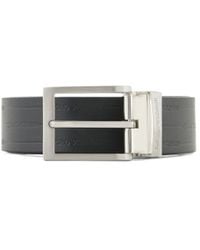 Emporio Armani - Reversible Leather Belt With Embossed Logo - Lyst