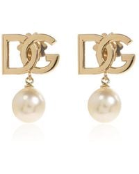 Dolce & Gabbana - 18Kt Pearl-Embellished Logo Earrings - Lyst