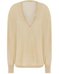 Quira - Asymmetric V-Neck Knitted Sweater - Lyst