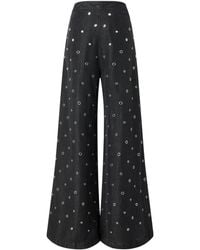 Pinko - Eyelet-Embellished Wide Leg Trousers - Lyst