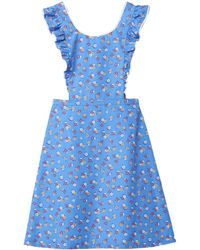 Miu Miu - Cotton Floral Pinafore Midi Dress - Lyst