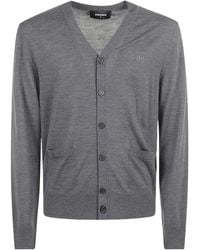 DSquared² - Logo Embroidered Knitted Cardigan - Lyst