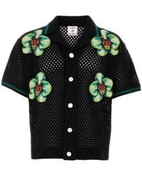 CASABLANCA - Glitch Orchid Embroidered Crochet Shirt - Lyst
