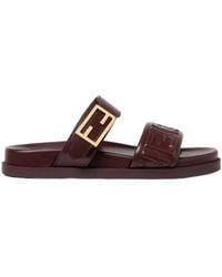 Fendi - Feel Ff Embossed Sandals - Lyst