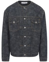 Lanvin - Crewneck Buttoned Denim Jacket - Lyst