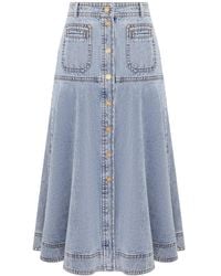 Zimmermann - Denim Midi Skirt - Lyst