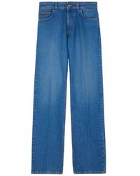 Tod's - Leather-Patch Five-Pocket Jeans - Lyst