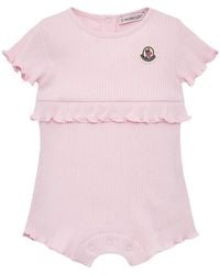 Moncler - Ruffled Cotton Romper - Lyst
