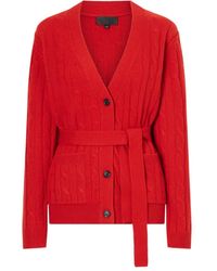 Nili Lotan - Tirza Belted Cable-Knit Cashmere Cardigan - Lyst